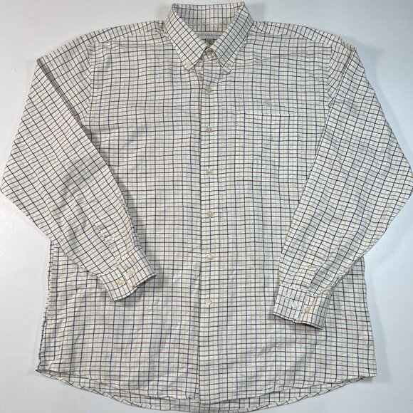 Cutter & Buck Mens Button Down Shirt XL Long Sleeve White Yellow Purple Check - Picture 1 of 9